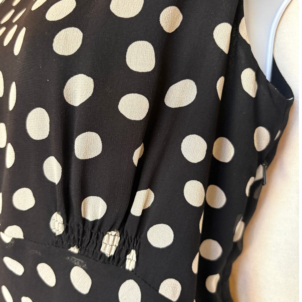 Cynthia Howie Vintage Silk Polka Dot Bias Cut Layered Midi Dress with Tie size 6 - Picture 10 of 13